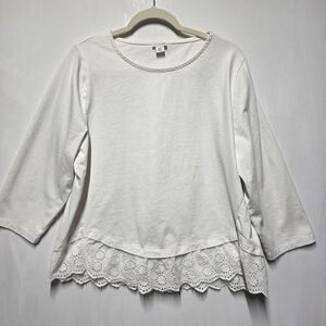 J. by J.Crew Women’s XXL White Eyelet Hem Top